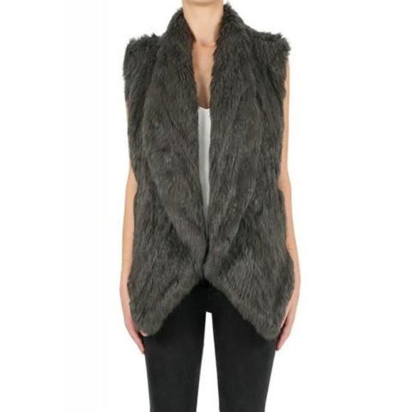 LUXE DELUXE Lush Luxe 100% Rabbit Fur Vest Khaki - Picture 1 of 6